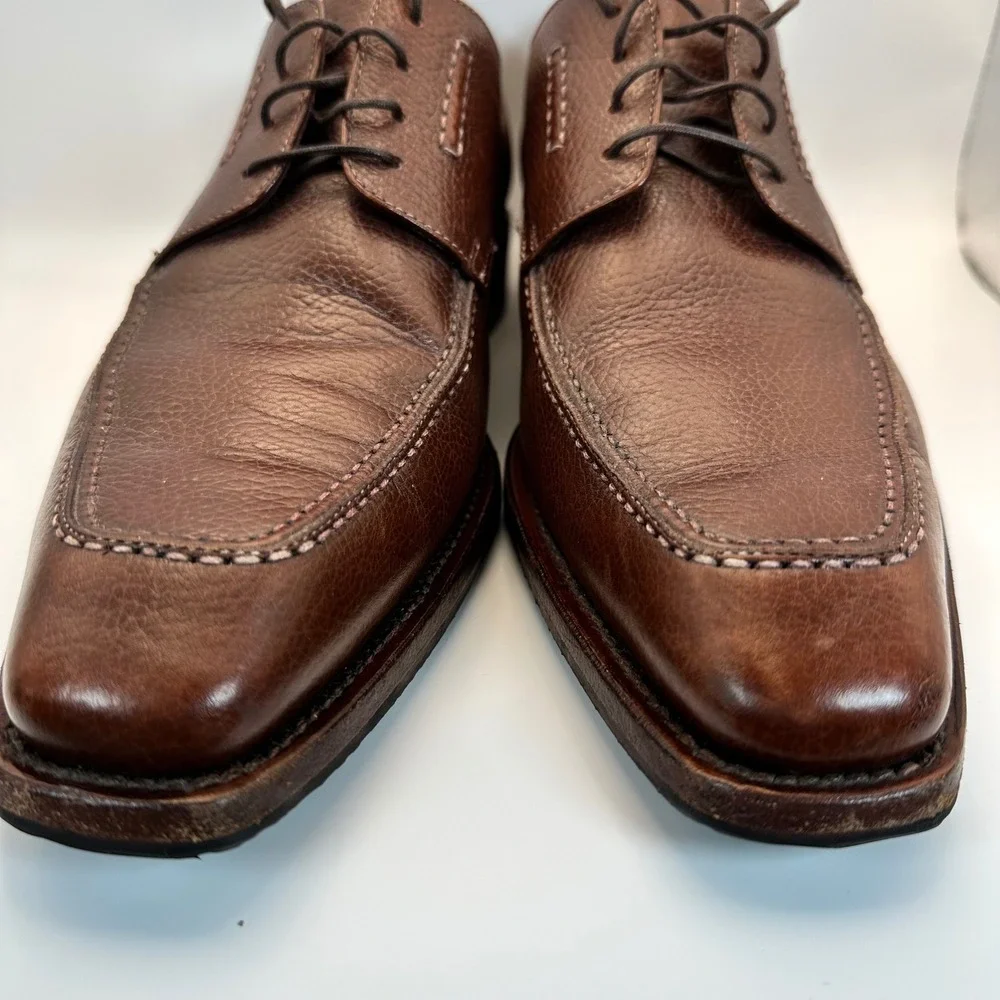 Romano Martegani Apron Toe‎ Derbies Mens 8 Brown Leather Italian Luxury Classic